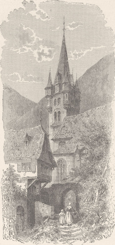 GERMANY. View in Bernkastel 1903 old antique vintage print picture